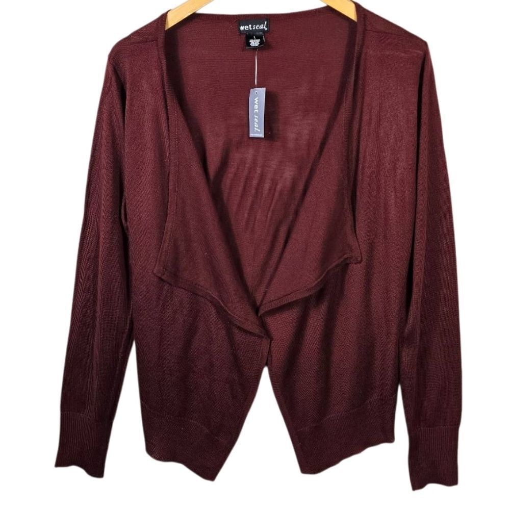 Wet Seal Women's Burgundy Open Cardigan